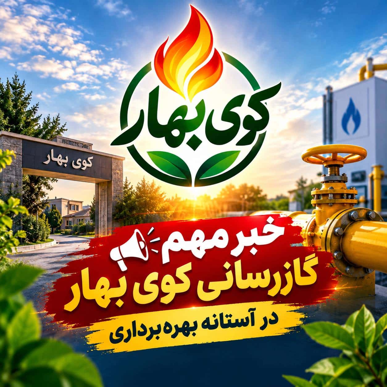 گاز به کوی بهار می‌رسد